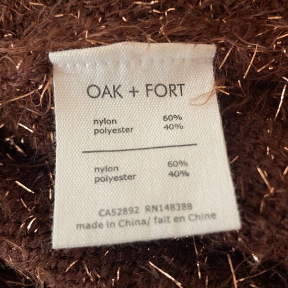 Oak + Fort Sz XS Sparkle Sweater Pullover Rust Orange Tinsel Look Oversized - Picture 6 of 6